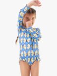 Angel & Rocket Kids' Butterfly Print Zip-Up Rash Swimsuit, Blue, Blue