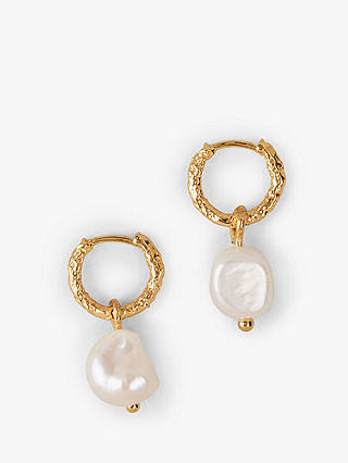 HUSH Mila Freshwater Pearl Drop Earrings, Gold