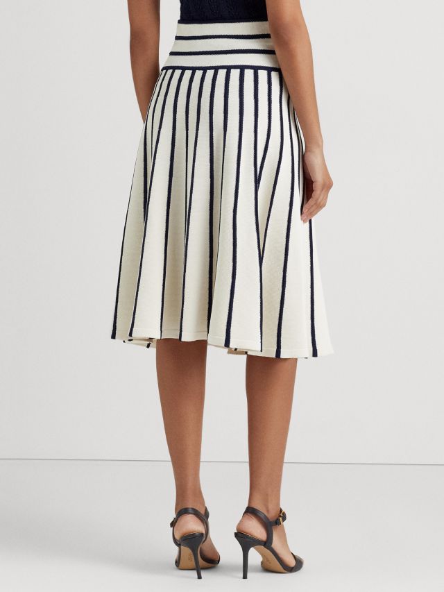 Lauren Ralph Lauren Seshall Stripe A-Line Skirt, Mascarpone Cream