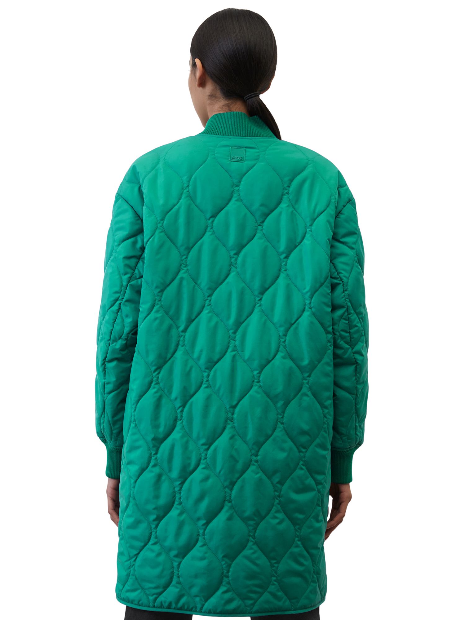 Buy Marc O'Polo Longline Quilted Bomber Jacket, Oasis Blue Online at johnlewis.com