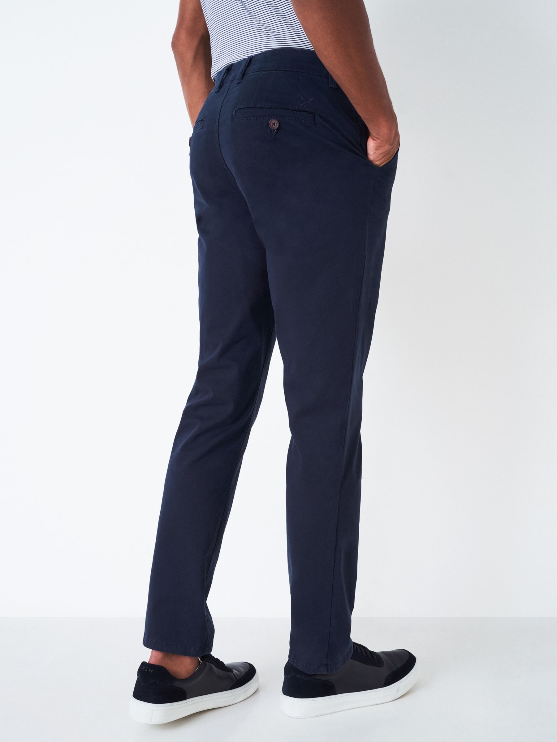 Crew Clothing Straight Fit Chinos, Navy Blue at John Lewis & Partners