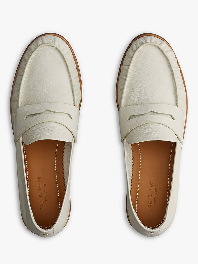 rag & bone Sid Leather Loafers, Antique White at John Lewis & Partners