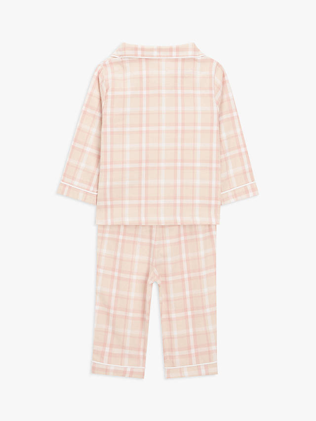 John Lewis Baby Check Bear Print Pyjamas, Pink at John Lewis & Partners