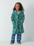 John Lewis Kids' Dino Print Dressing Gown, Green