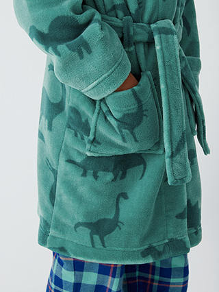 John Lewis Kids' Dino Print Dressing Gown, Green