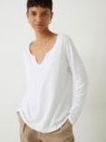 HUSH Nancy Henley Cotton Jersey Top, White