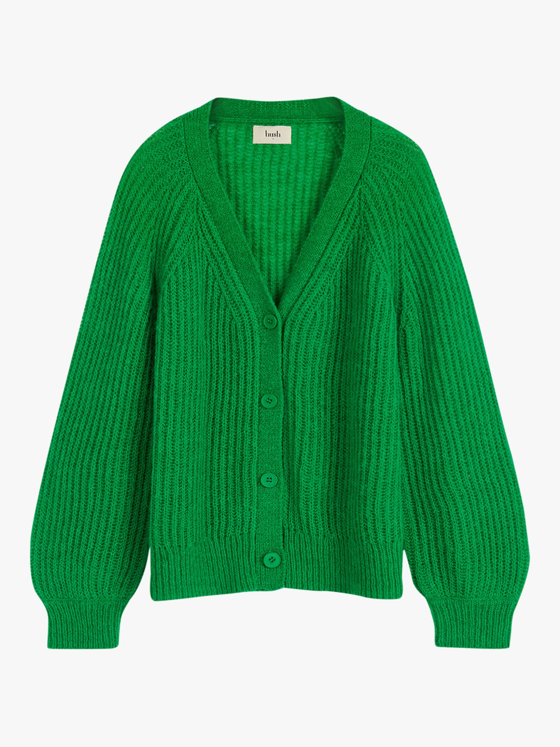 hush Maggie Knitted Wool Blend Cardigan, Green at John Lewis & Partners