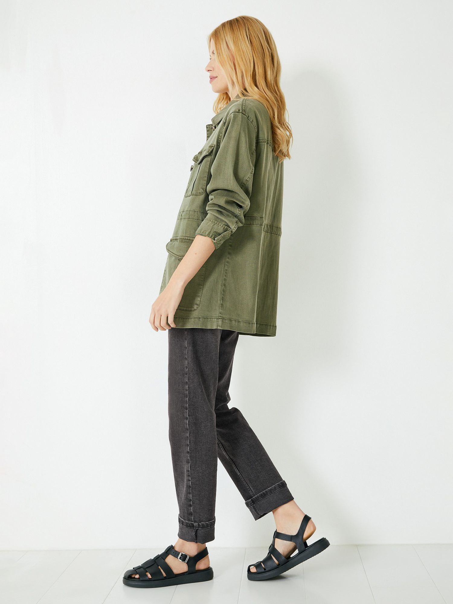 HUSH Pippa Utility Jacket, Khaki at John Lewis & Partners