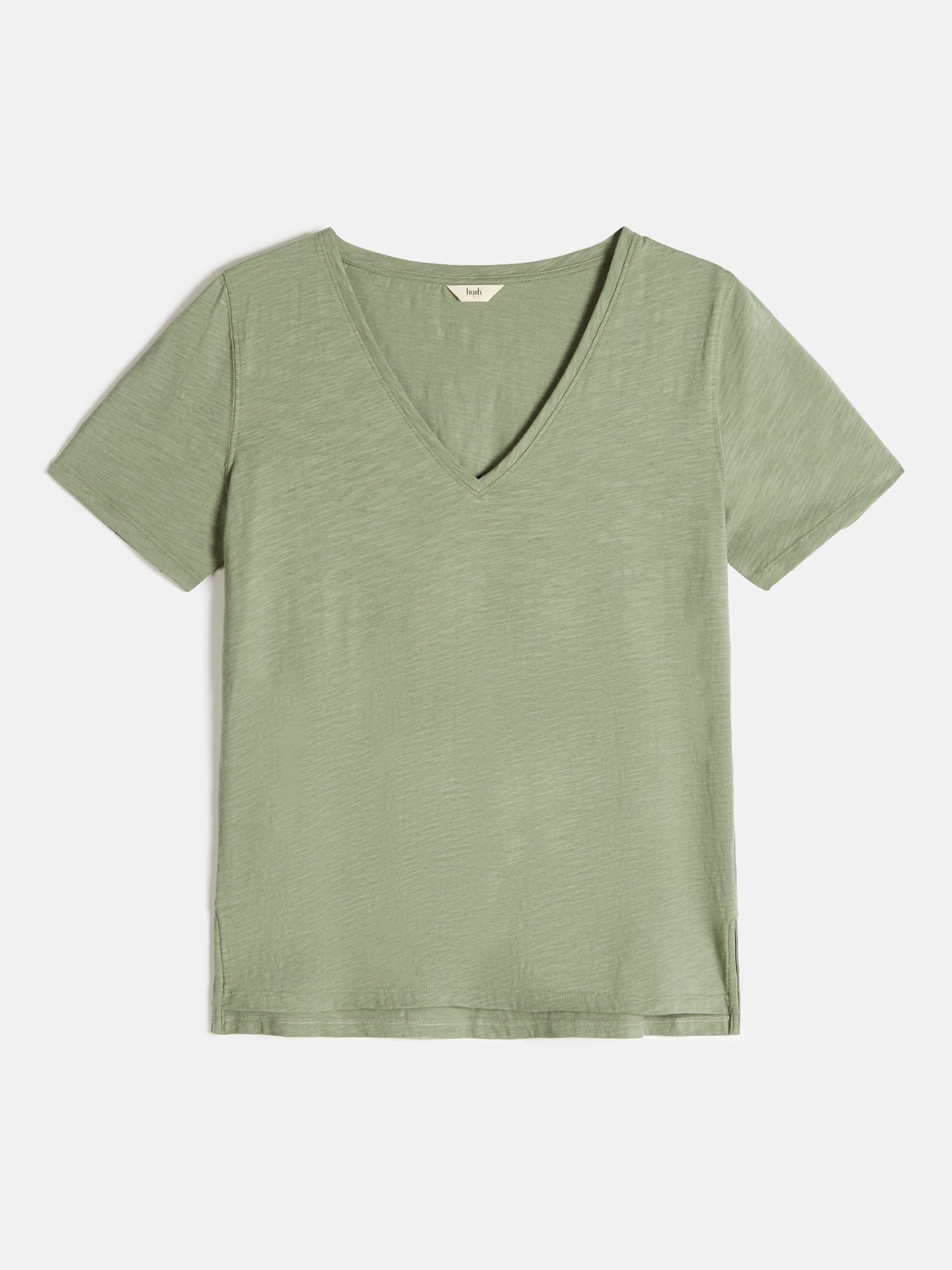 HUSH Kali Cotton Slub V-Neck T-Shirt, Light Khaki, XXS