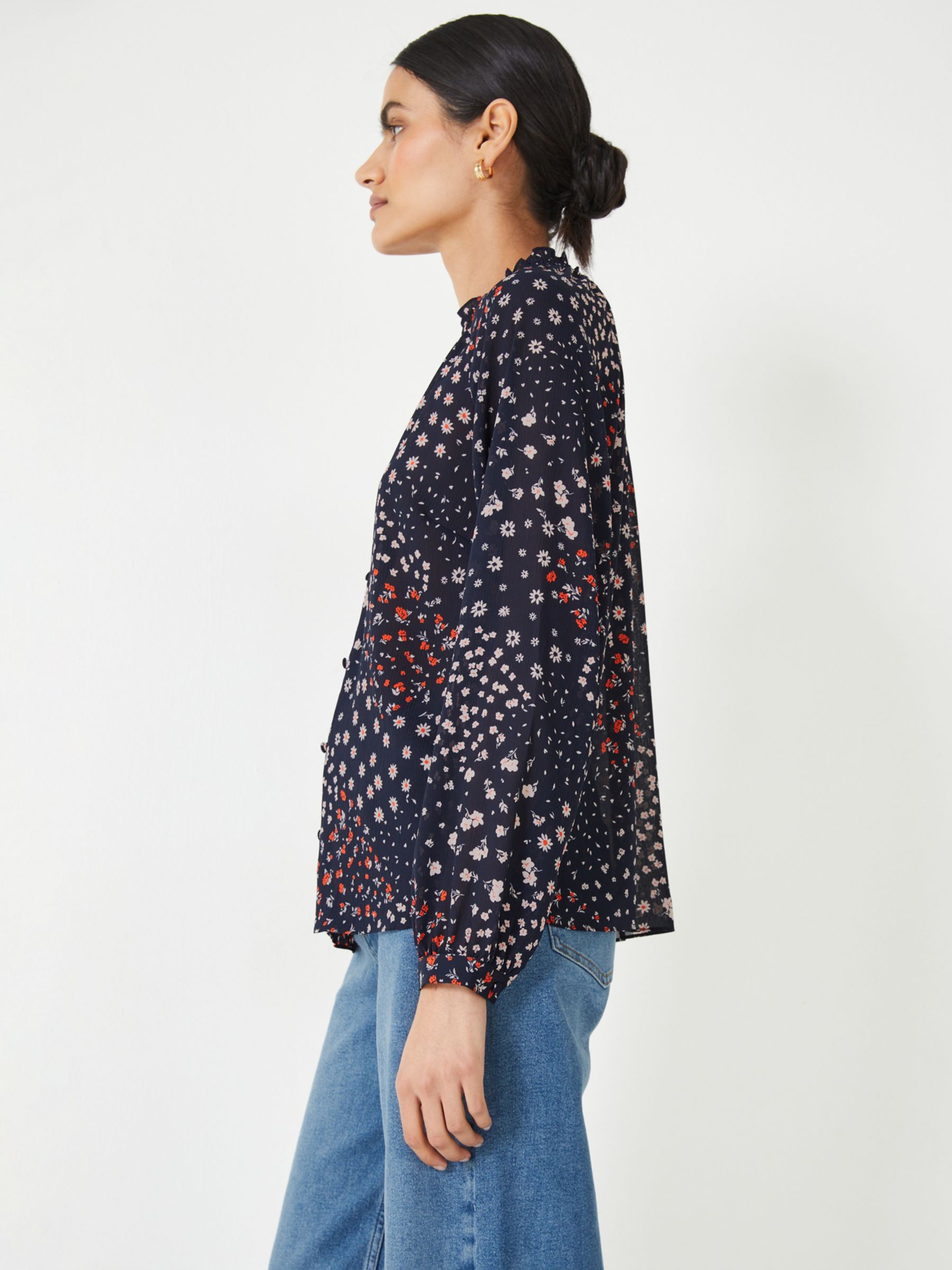 HUSH Kathleen Floral Patch Print Blouse, Navy/Multi at John Lewis ...