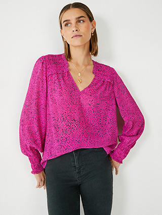 HUSH Alvia Spotted Blouse, Hot Pink