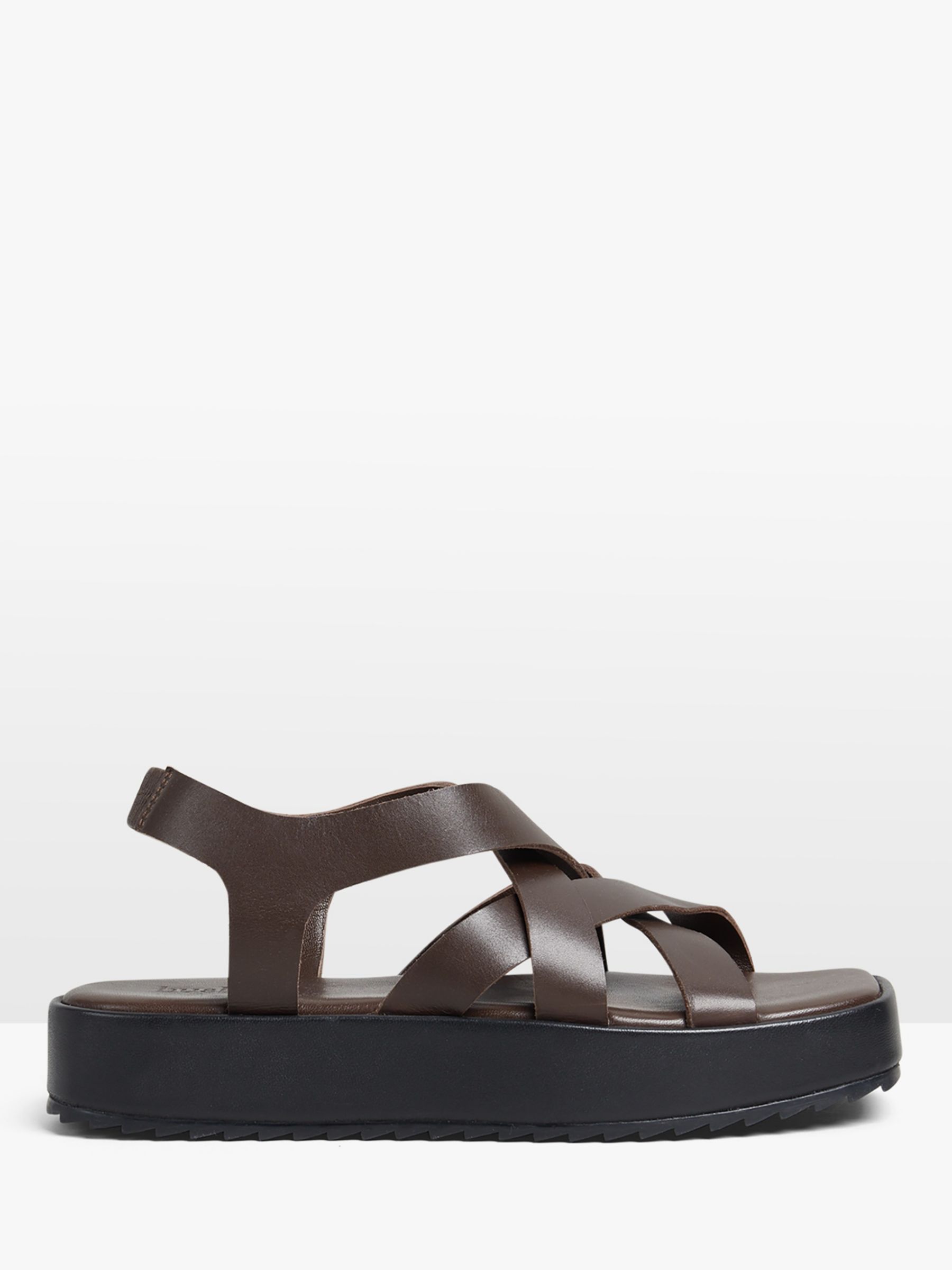 HUSH Hudson Leather Platform Heel Gladiator Sandals, Dark Brown