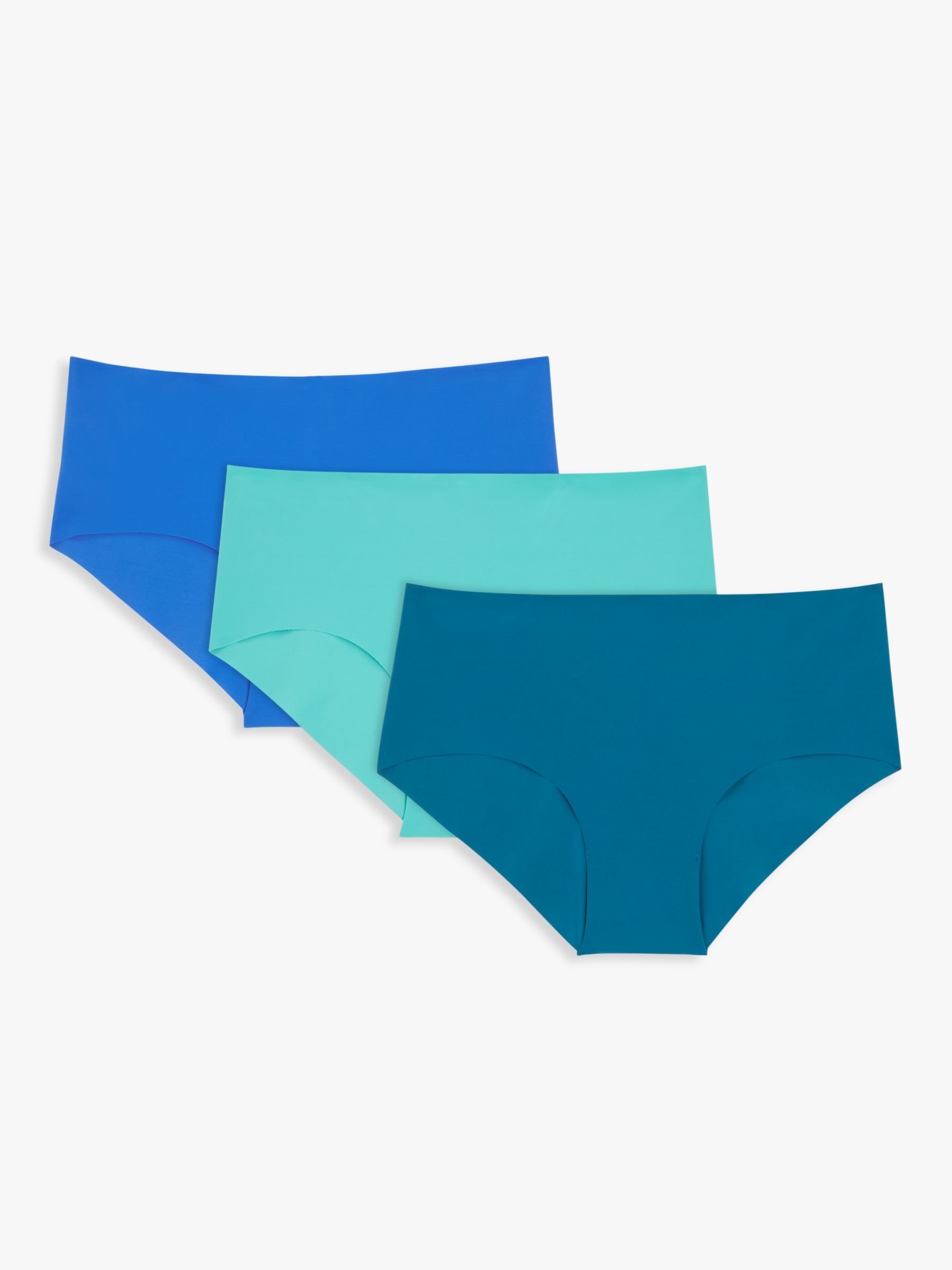 John Lewis ANYDAY No VPL Short Knickers, Pack of 3, Teal/Mint/Navy, 8