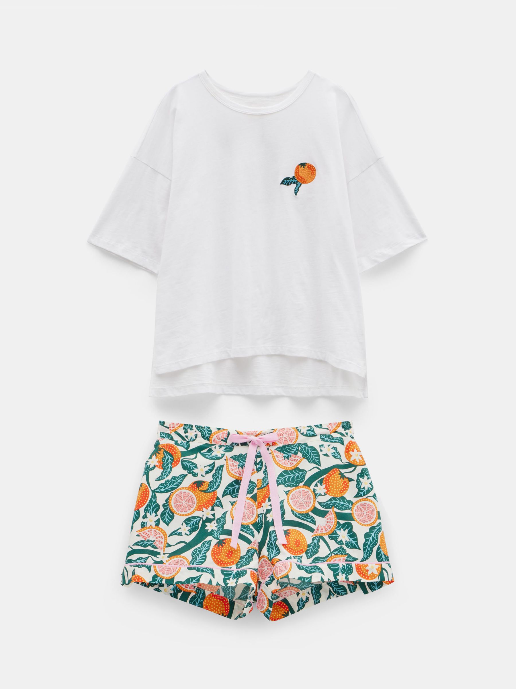 Buy HUSH Hazel Grapefruit Blossom Cotton Short Pyjama Set, White/Multi Online at johnlewis.com