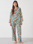 HUSH Isla Grapefruit Blossom Print Cotton Pyjamas, Multi