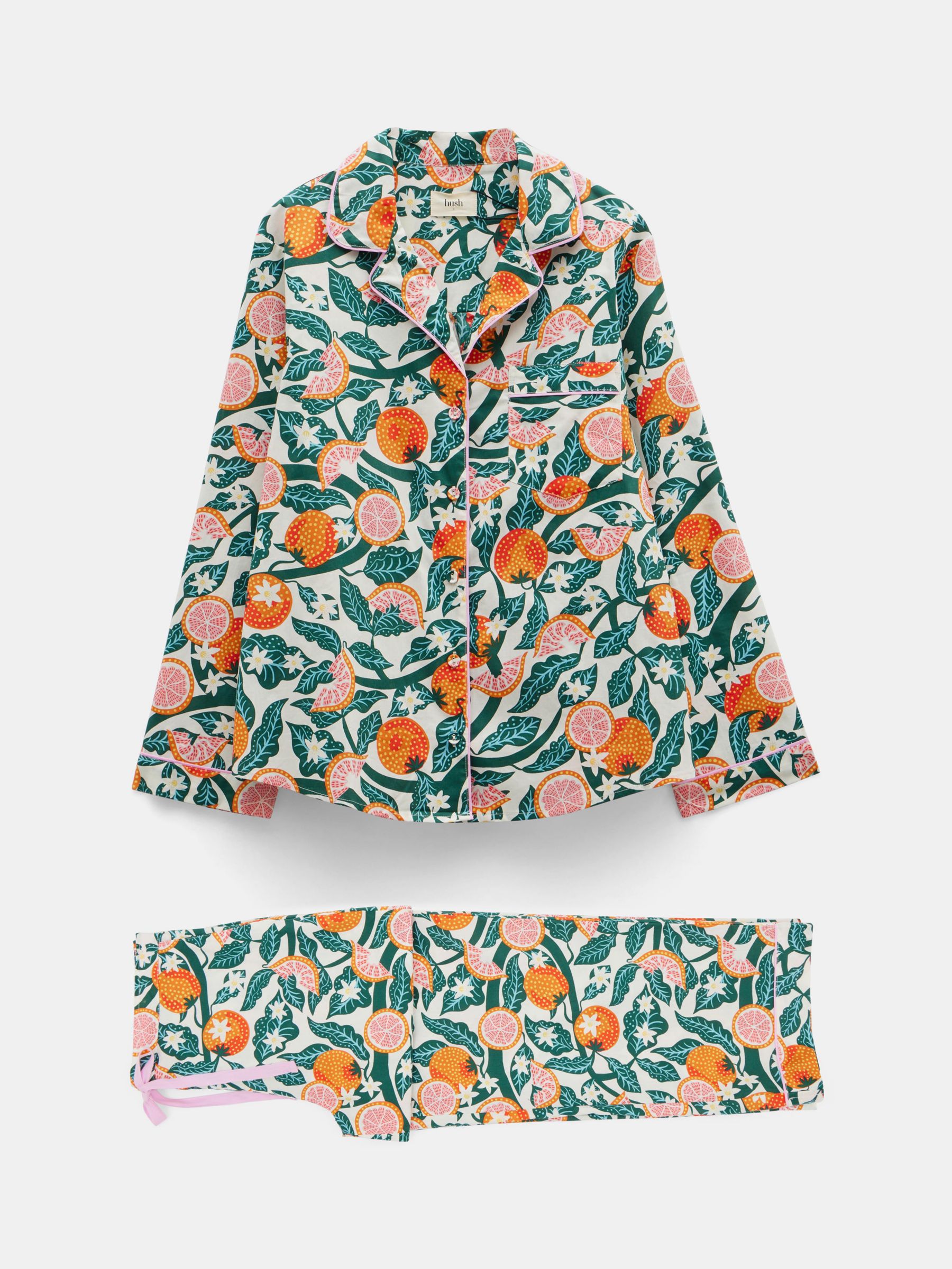 hush Isla Grapefruit Blossom Print Cotton Pyjamas, Multi at John Lewis ...