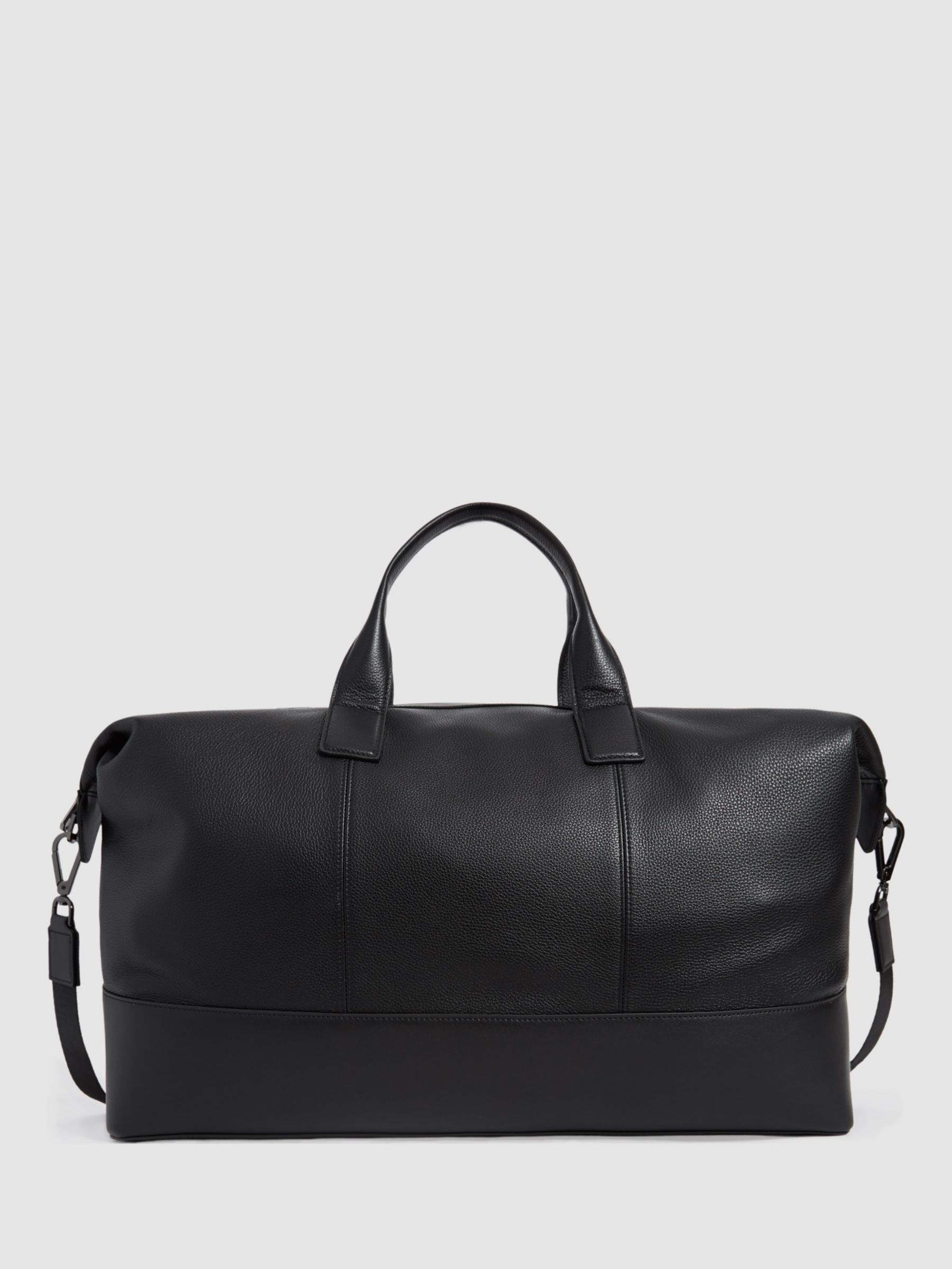 Reiss Carter Leather Holdall, Black at John Lewis & Partners