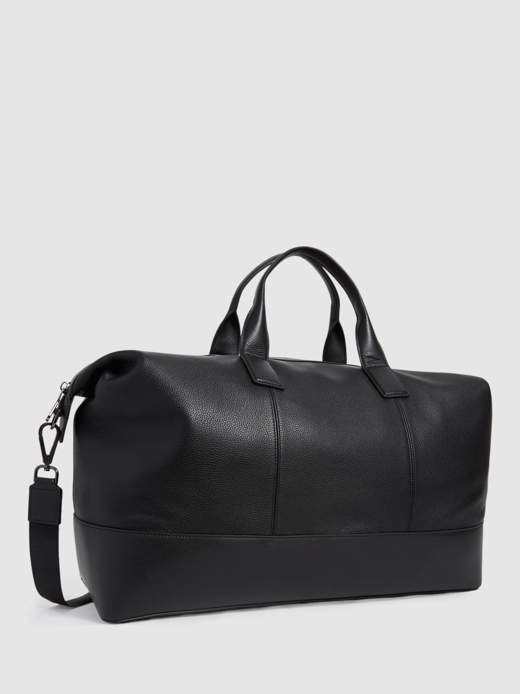 Reiss Carter Leather Holdall Black at John Lewis Partners