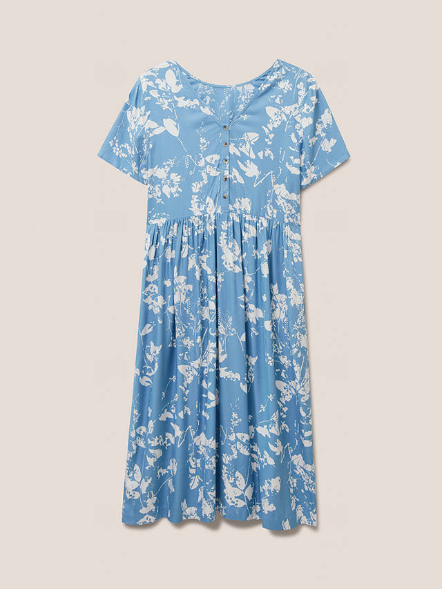 White Stuff Abstract Leaf Smock Dress, Blue/Multi, 12