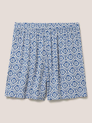 White Stuff Matilda Crinkle Shorts, Blue/Multi