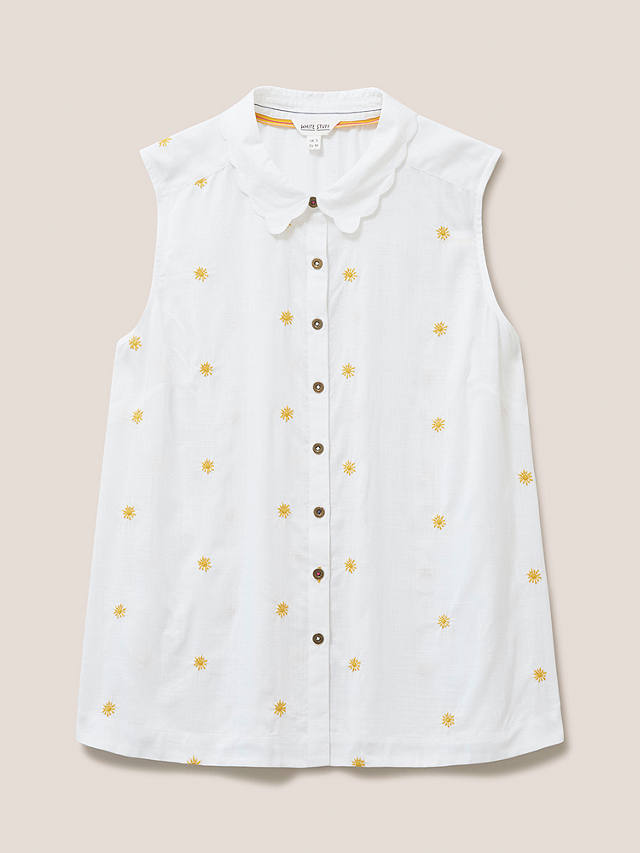 White Stuff Lizzie Embroidered Shirt, White Multi