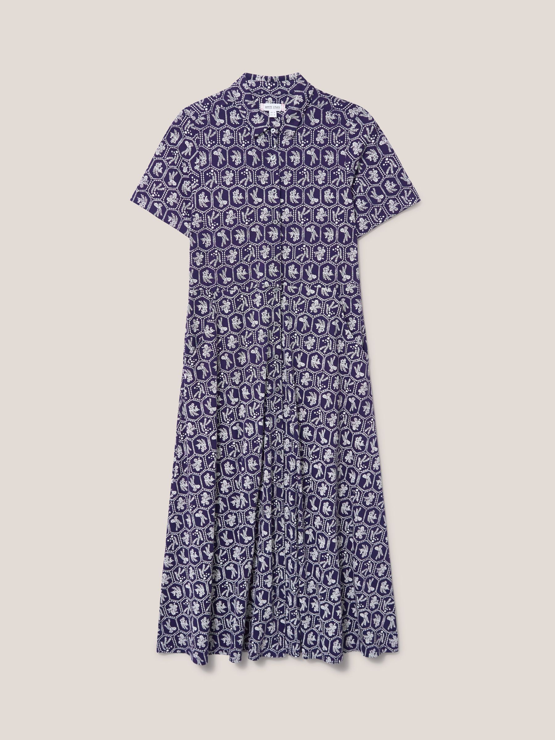 White Stuff Rua Jersey Shirt Midi Dress, Navy/Multi at John Lewis ...