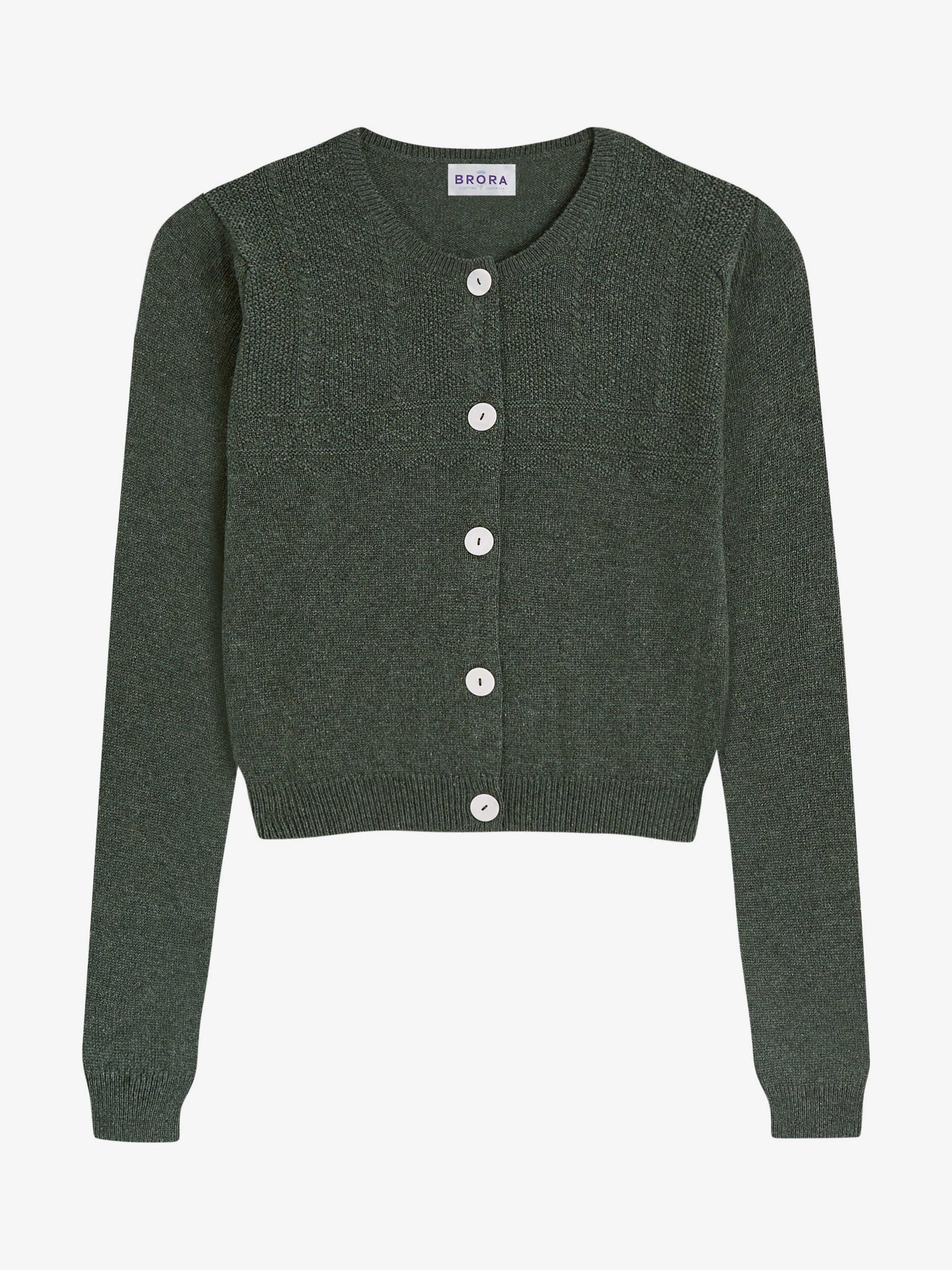 Brora Cashmere Guernsey Cardigan, Olive at John Lewis & Partners