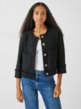 HUSH Saffron Collarless Boucle Jacket, Black