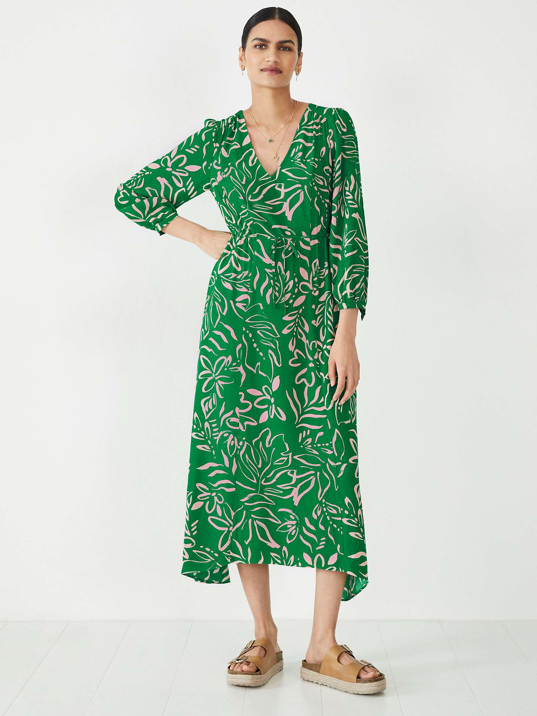 Buy HUSH Rosa Painted Tropical Floral Dress, Green Online at johnlewis.com