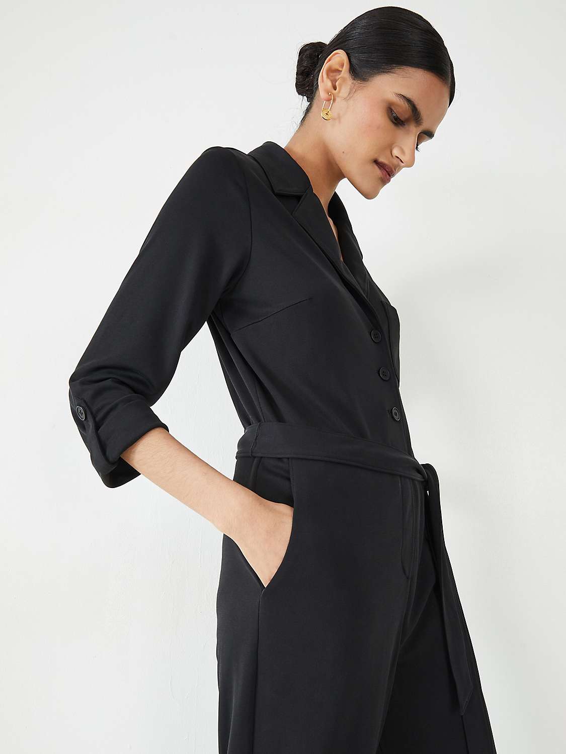 Buy HUSH Portia Jersey Shirt Jumpsuit, Washed Black Online at johnlewis.com