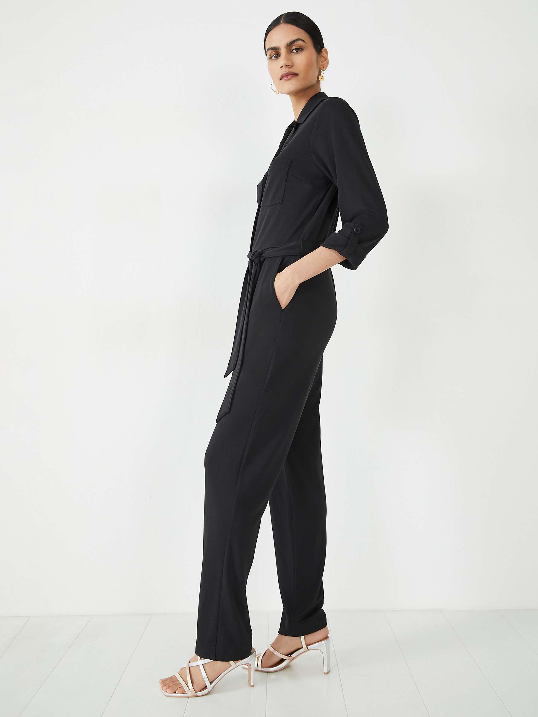 Buy HUSH Portia Jersey Shirt Jumpsuit, Washed Black Online at johnlewis.com