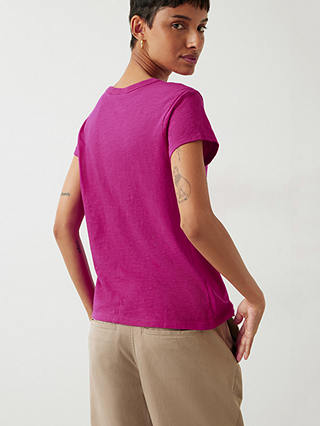 HUSH Slim Fit Cotton Crew Neck T-Shirt, Deep Pink