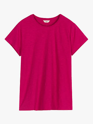 HUSH Slim Fit Cotton Crew Neck T-Shirt, Deep Pink