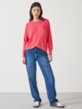HUSH Cara Fine Kinit Relaxed Fit Jumper, Pink Rouge