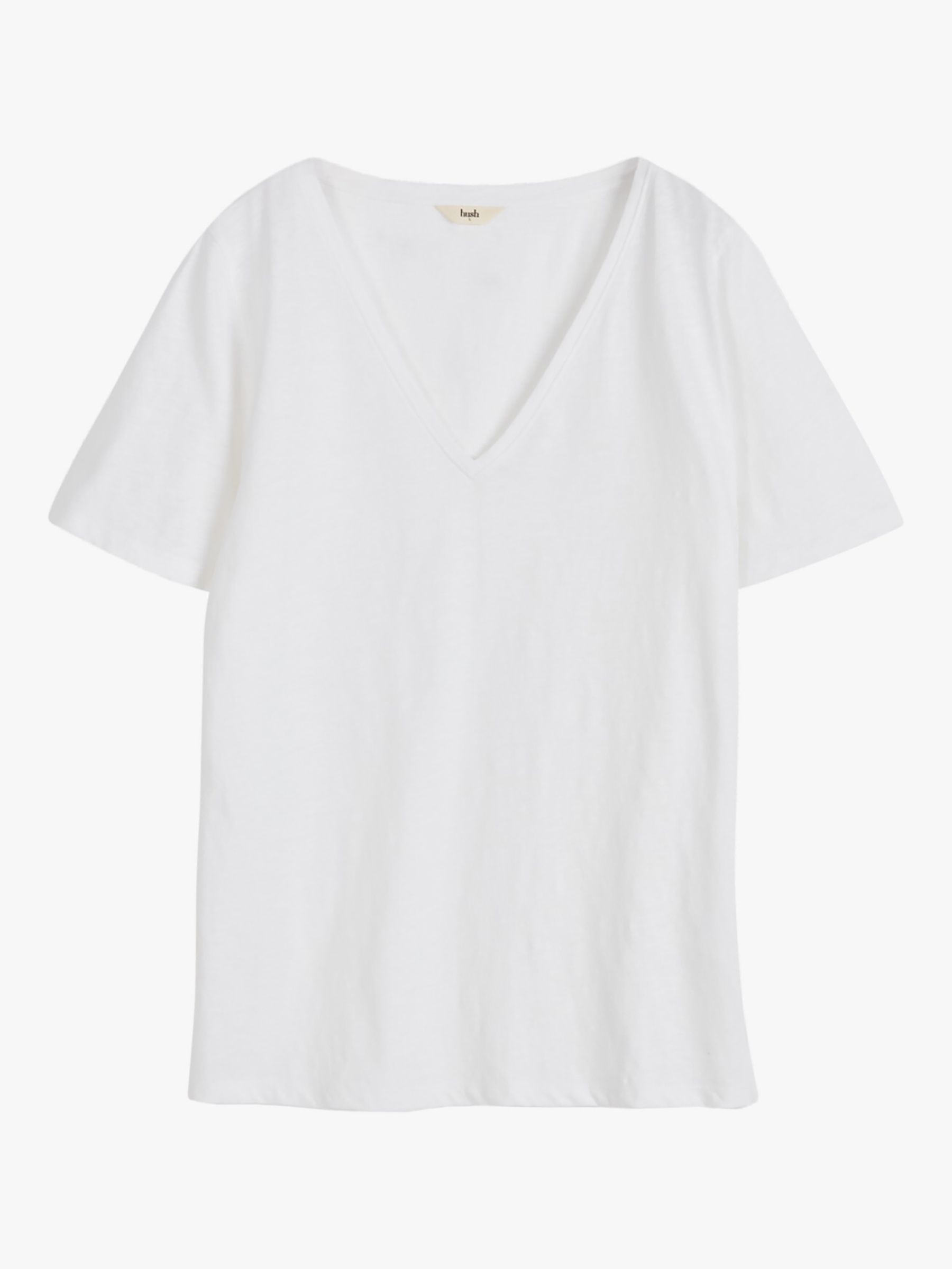 HUSH Kali Cotton Slub V-Neck T-Shirt, White, XXS