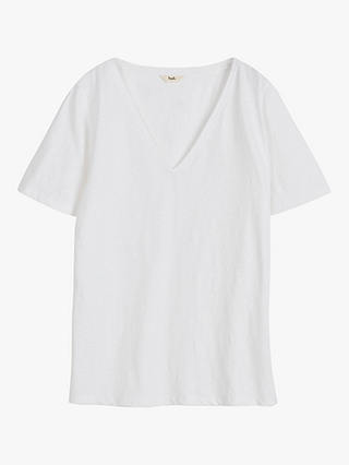 HUSH Kali Cotton Slub V-Neck T-Shirt, White
