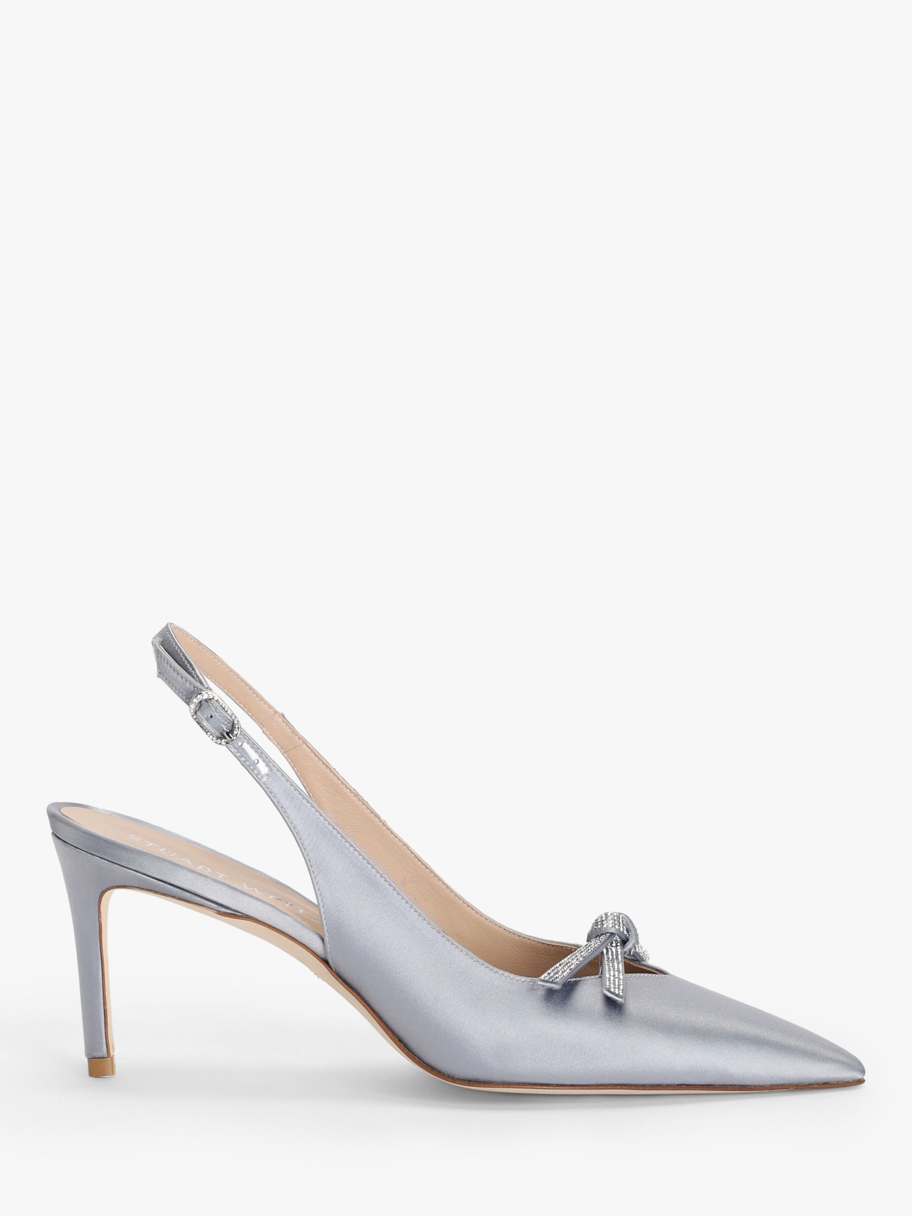 Stuart Weitzman Bow Satin Slingback Court Shoes, Aqua Ice