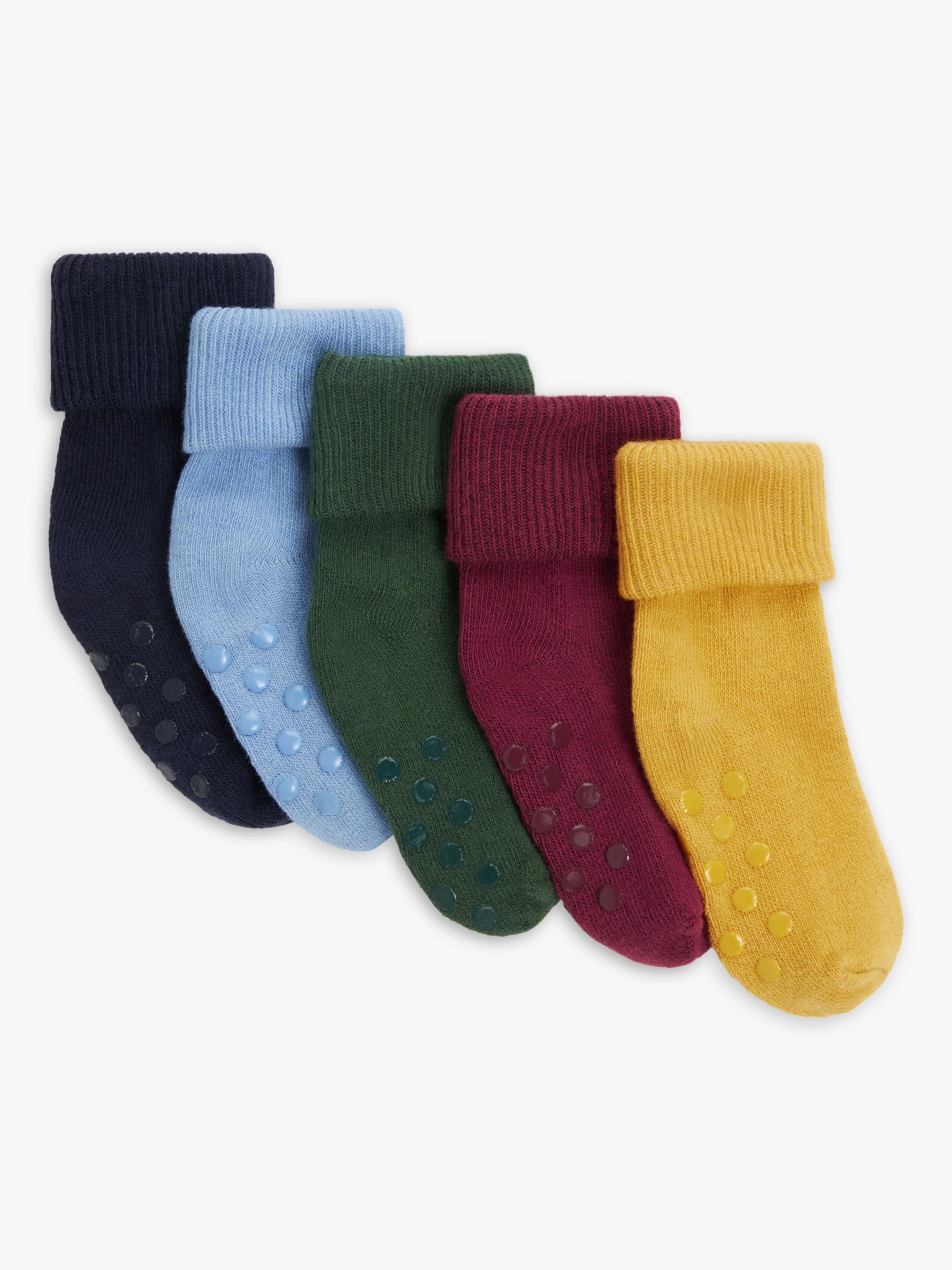 John Lewis Baby Organic Cotton Blend Roll Top Socks, Pack of 5, Multi, 6-12 months