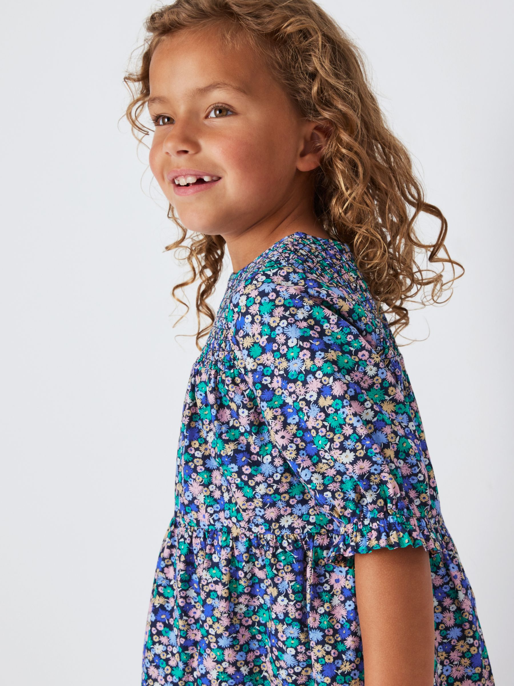 John Lewis Kids' Floral Tiered Dress, Outer Space, 9 years