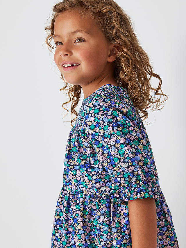 John Lewis Kids' Floral Tiered Dress, Outer Space