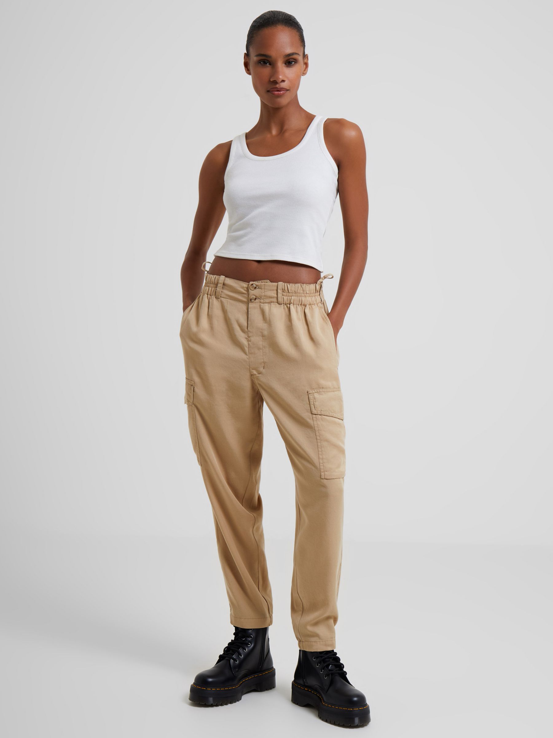 French Connection Elkie Twill Combat Trousers, Incense at John Lewis ...