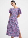 French Connection Fotini Delph Keyhole Back Midi Dress, Placid Blue