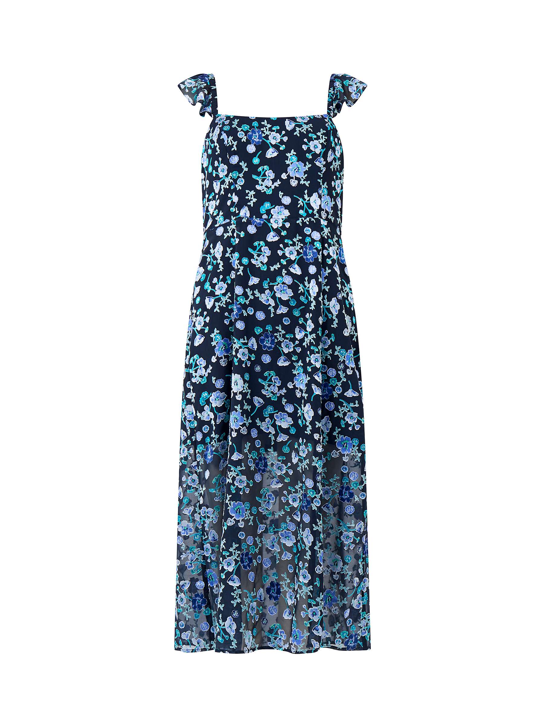 Buy French Connection Bette Satin Burnout Dress, Blue/Multi Online at johnlewis.com