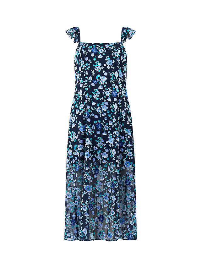 French Connection Bette Satin Burnout Dress, Blue/Multi