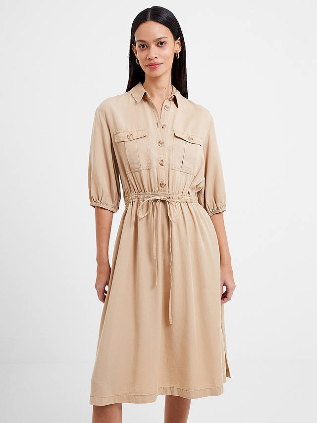 French Connection Elkie Drawstring Twill Dress, Incense             
