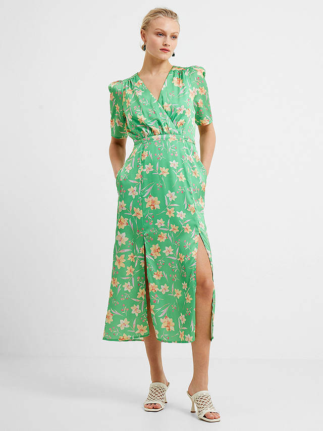 French Connection Camile Wrap Dress, Green/Multi at John Lewis & Partners