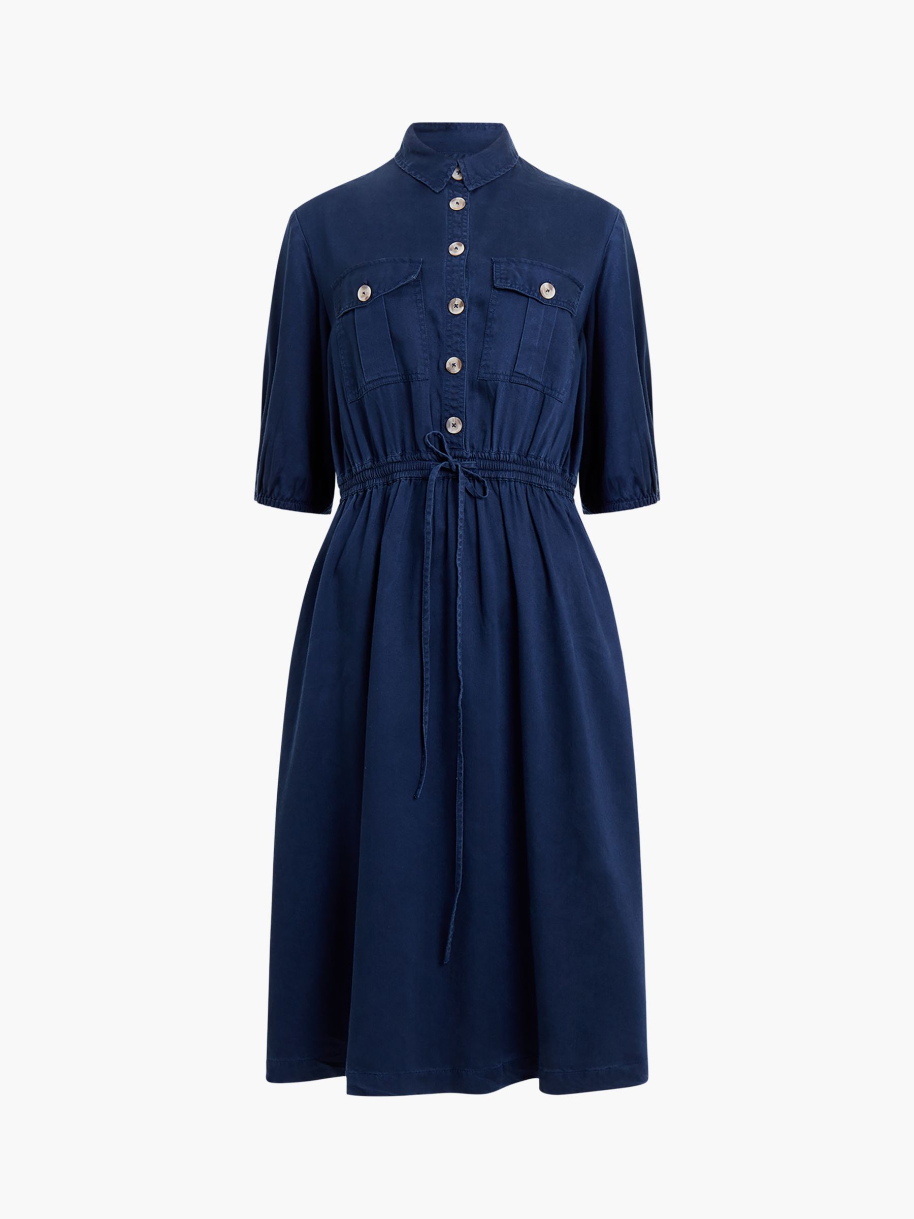 French Connection Elkie Drawstring Twill Dress, Marine at John Lewis ...