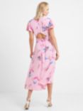French Connection Eugie Floral V Neck Midi Dress, Sea Pink/Multi