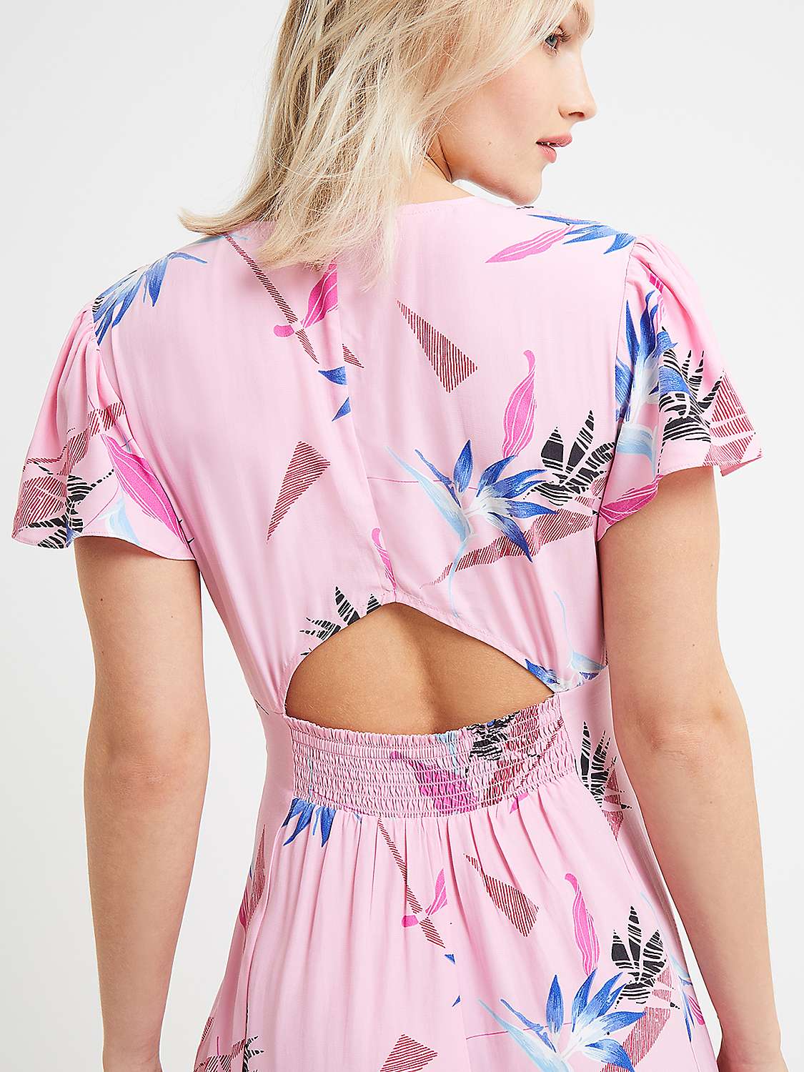 Buy French Connection Eugie Floral V Neck Midi Dress, Sea Pink/Multi Online at johnlewis.com