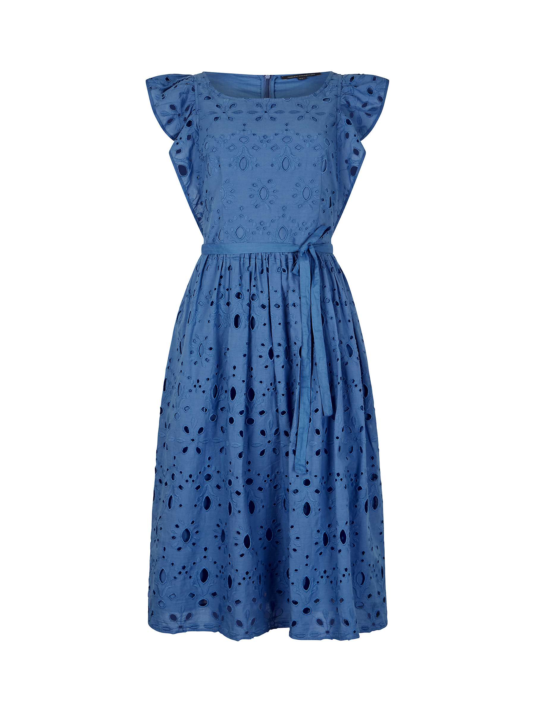 French Connection Cilla Broderie Anglaise Dress, Baja Blue at John ...